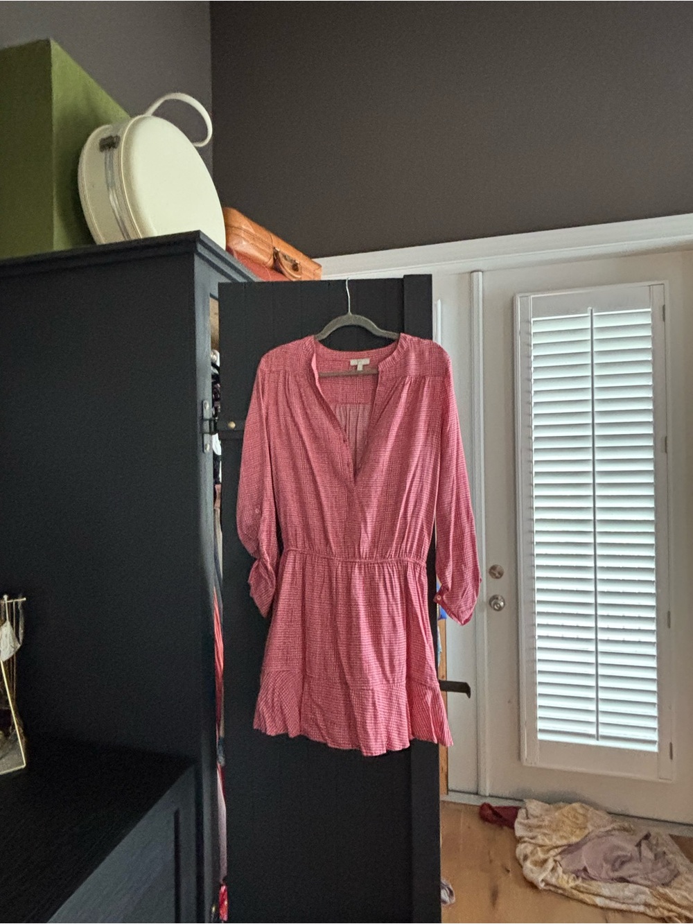 Joie Pink V-Neck Mini Dress with Elastic Waist